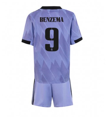 Real Madrid Karim Benzema #9 babykläder Bortatröja barn 2022-23 Korta ärmar (+ Korta byxor)